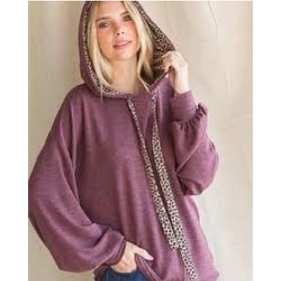 7TH RAY Boutique Purple Cheetah Hooded Sweatshirt - Picture 2 of 10